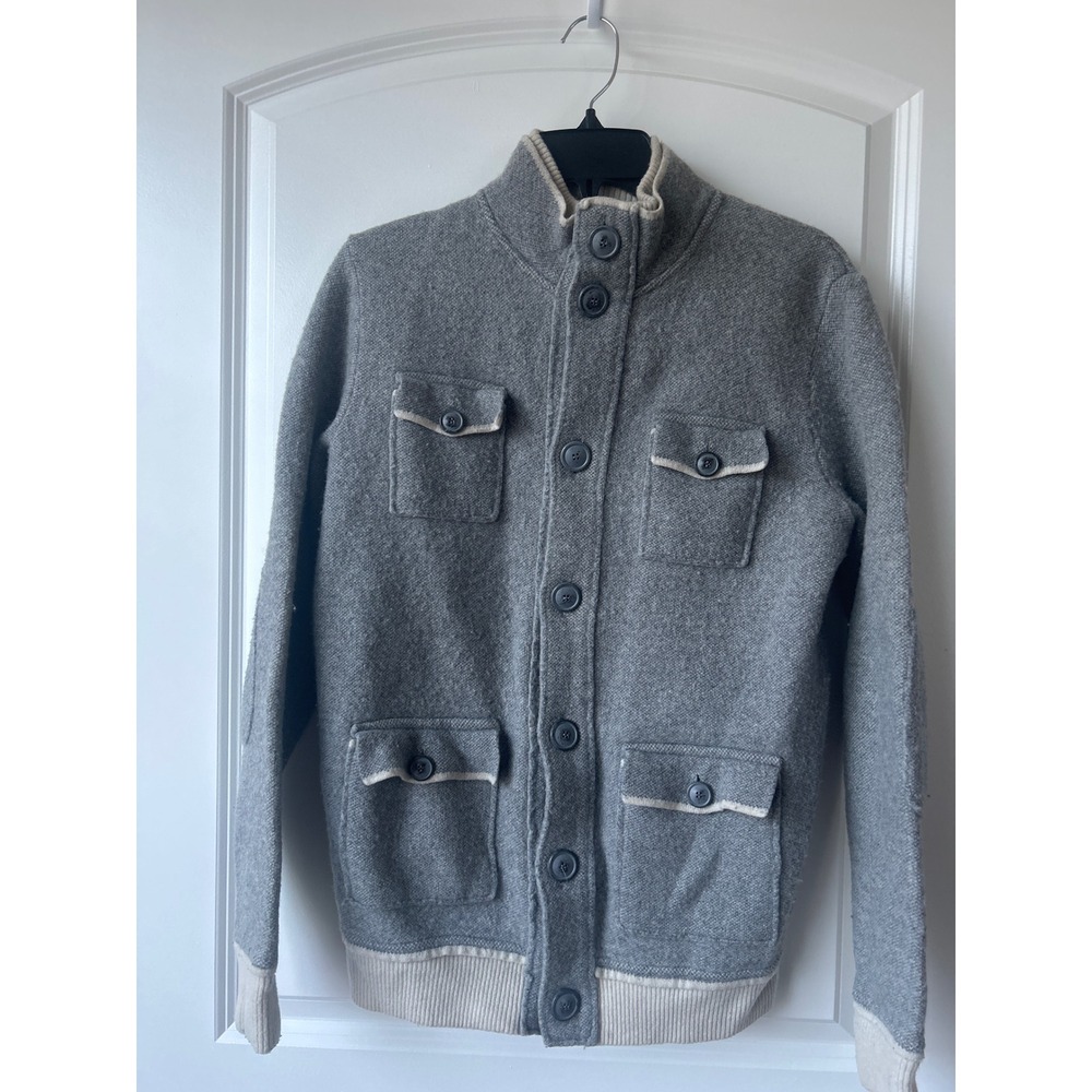 Emozioni Uomo Mens Gray Wool Blend Button Front Cardigan Sweater Made in Italy M